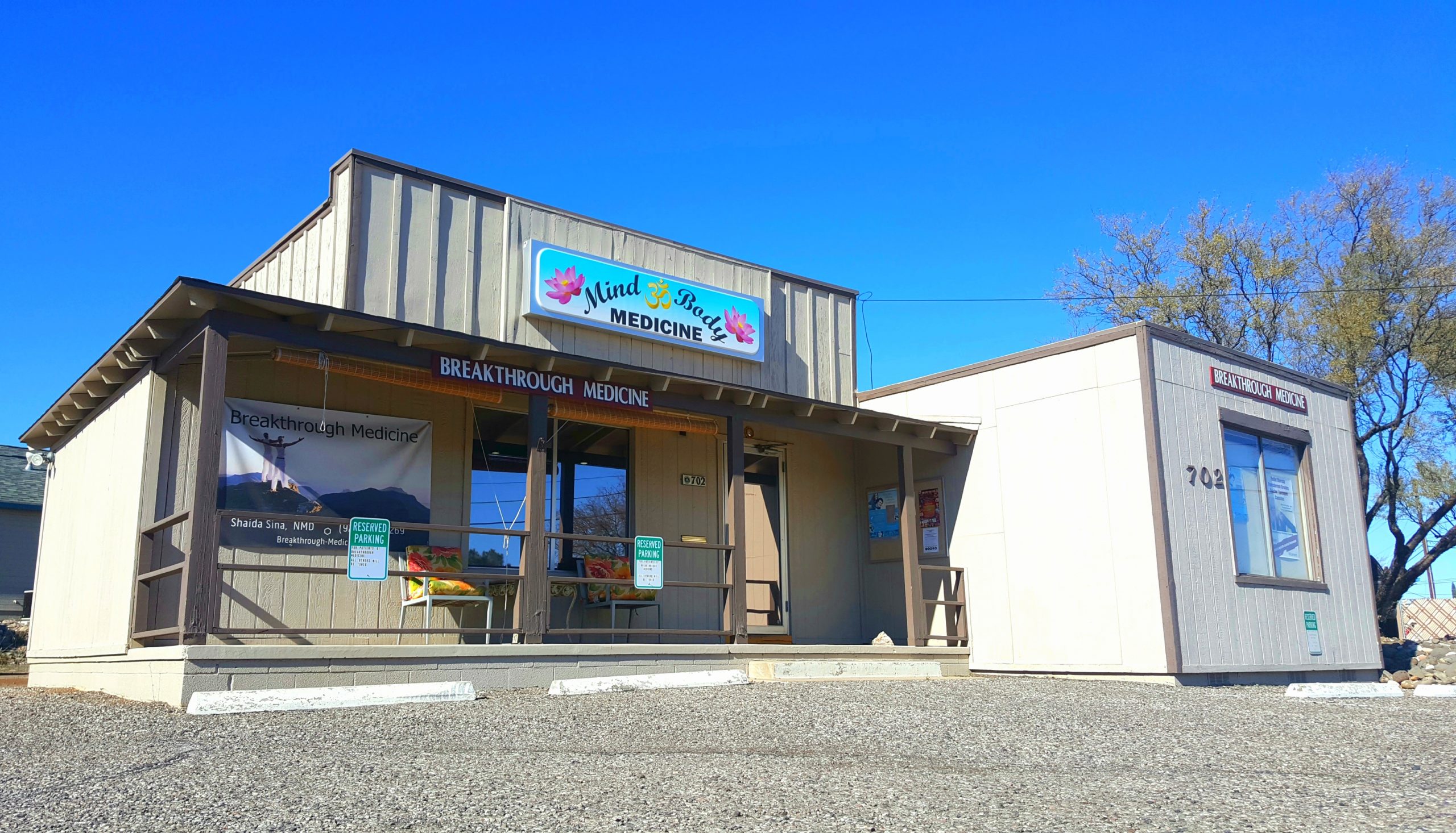 Breakthrough Medicine clinic offering mind and body treatments with accessible entrance and parking.