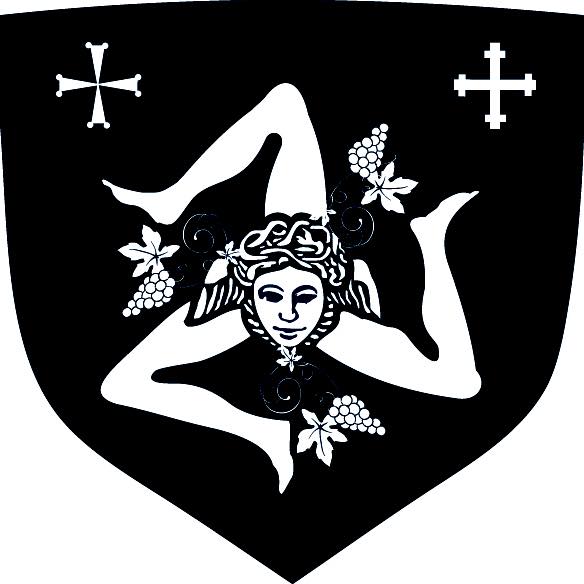 White shield emblem with mermaid holding grape clusters and leaves.