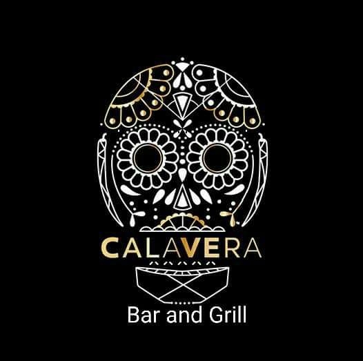 Calavera Bar and Grill stylized skull logo with intricate floral designs