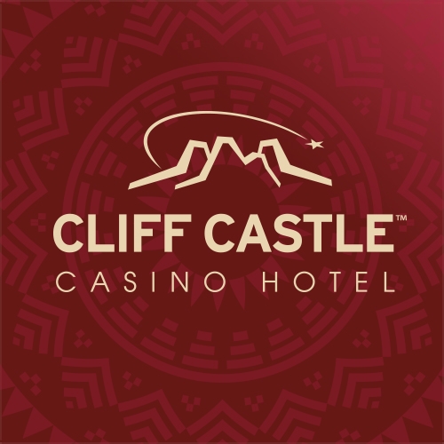 Cliff Castle Casino Hotel official logo featuring mountain silhouette and swirl design.