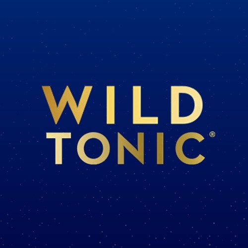 Wild Tonic logo featuring gold text on dark blue background