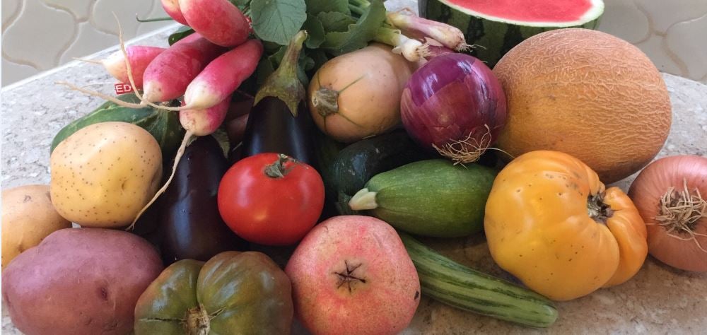 Assortment of fresh tropical fruits in a basket