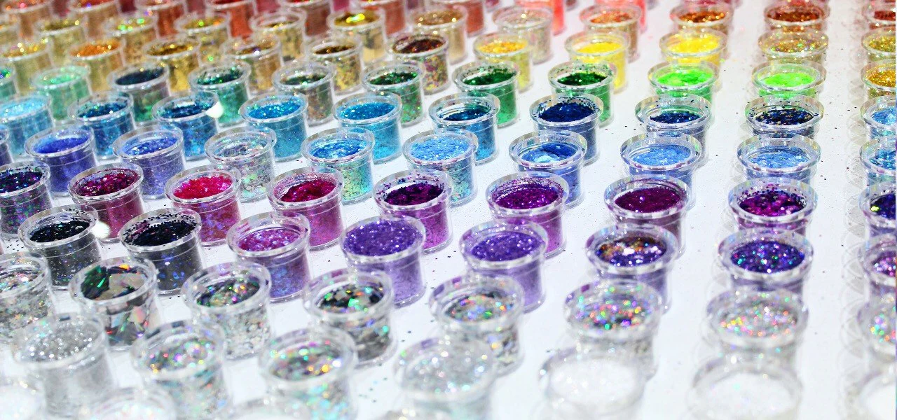 Colorful layered glass fairy lights display