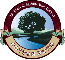 Cottonwood Vineyards logo featuring tree and river in Arizona wine country
