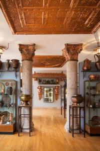 Vintage mirror with detailed wooden frame in museum